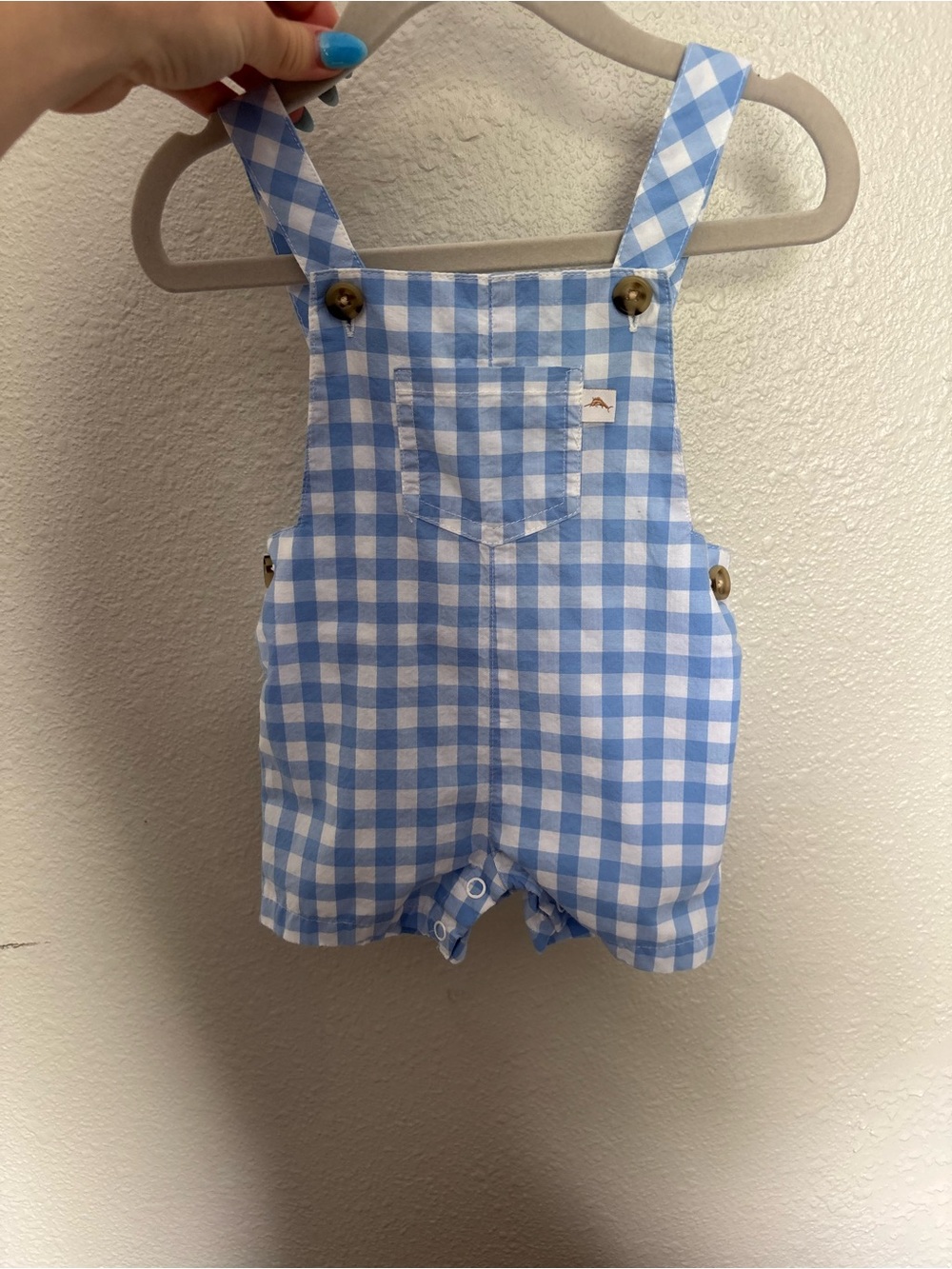 Tommy Bahama Blue Gingham Baby Overall Romper